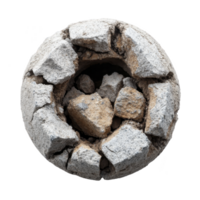 circular arranjo do duro, cinzento pedras formulários texturizado, rachado padrão, semelhante a pedra anel ou antigo artefato. pedras estão irregularmente em forma, criando áspero, natural aparência png
