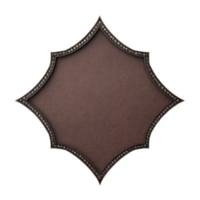 Decorative, star shaped leather patch with intricate stitching and textured surface, perfect for adding touch of elegance to crafts or fashion items png