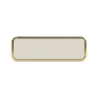Sleek, rectangular gold framed nameplate with blank cream center, perfect for customization. elegant design is suitable for office doors or desk identification png
