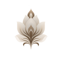 Stylized lotus flower design in shades of beige and brown, featuring symmetrical petals and gradient effect, creating elegant and calming appearance png