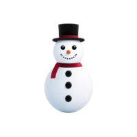 Cheerful snowman with black top hat and red scarf, featuring carrot nose and coal buttons, stands against transparency background. snowman exudes festive and joyful winter vibe png
