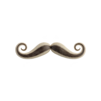 Vintage style curled mustache with classic design, featuring two tone color pattern. mustache is isolated on transparency background, showcasing its elegant and playful appearance png