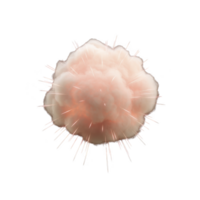 Fluffy, pinkish explosion cloud with sparks radiating outward against transparency background, creating dynamic and energetic visual effect png
