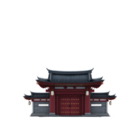 Traditional Asian temple gate with intricate architectural details and red and gray color scheme, showcasing cultural heritage and historical design elements png