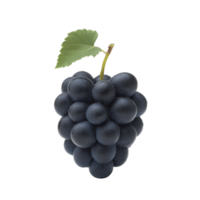 Cluster of fresh, dark grapes with single green leaf attached, isolated on transparency background. grapes appear plump and juicy, showcasing their natural texture and rich color png