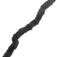 This features jagged, dark crack on transparent background, resembling tear or fissure. texture is rough, suggesting damage or distress png