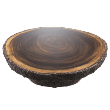 redondo de madera café mesa con natural árbol maletero diseño y pulido superficie, exhibiendo Rico madera grano patrones. rústico estilo agrega calor y personaje a ninguna vivo espacio png