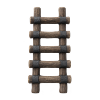 Wooden ladder with five rungs and dark bindings, isolated on transparency background, evokes rustic and sturdy feel png
