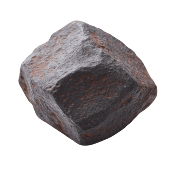 Rough, dark brown meteorite with textured surface and irregular shape, isolated on transparency background. meteorite rugged appearance suggests its extraterrestrial origin png