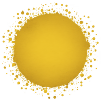 Vibrant yellow watercolor circle with splattered edges creates dynamic and artistic effect, perfect for creative backgrounds or design elements png