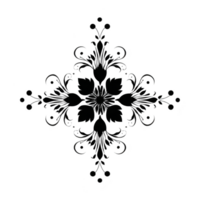Ornate floral design with symmetrical patterns and intricate details, featuring swirling leaves and delicate accents, creating elegant and decorative motif png