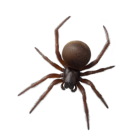 Close up image of brown spider with detailed textures on its body and legs, isolated on transparency background. spider features are clearly visible, showcasing its natural appearance png