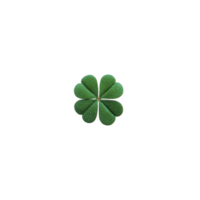 Four leaf clover isolated on transparency background symbolizes luck and rarity. vibrant green leaves are evenly spread, creating symmetrical and visually appealing image png
