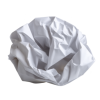 Crumpled piece of white paper isolated on transparency background, showcasing texture and folds. image highlights simplicity and everyday nature of paper, evoking sense of creativity and potential png