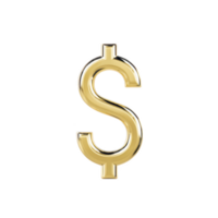 Shiny gold dollar sign symbol on transparency background, representing wealth and finance. metallic appearance adds luxurious feel, often associated with money and economics png