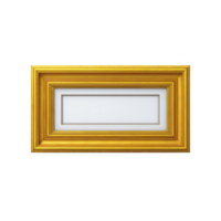 Rectangular, ornate gold picture frame with white mat and empty center, perfect for displaying artwork or photographs. elegant design adds touch of sophistication to any decor png