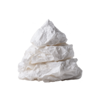 Crumpled pile of white paper sheets stacked in pyramid shape against plain background, showcasing texture and simplicity png