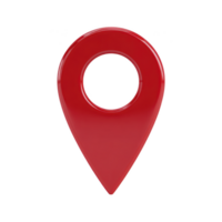 Red location pin icon with glossy finish, commonly used in digital maps and navigation apps to mark specific point of interest or destination png