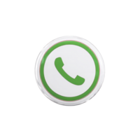 Green phone icon is centered on white circular background, symbolizing communication and connectivity. design is simple and modern, often associated with messaging or calling applications png
