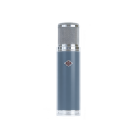 Sleek, vintage style studio microphone with metallic finish and mesh grille, ideal for professional audio recording and broadcasting. Its classic design adds elegance to any setup png