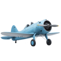 Vintage blue propeller airplane with single engine design and classic round nose, showcasing nostalgic aviation style. aircraft features sleek fuselage and traditional landing gear png