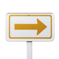Rectangular road sign with bold yellow arrow pointing to right is displayed against plain background, indicating direction png