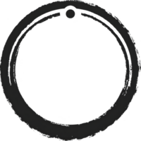 This features simple, hand drawn circle with small dot at top, resembling minimalist design. circle is black and has rough, sketch like texture, giving it artistic and organic feel png