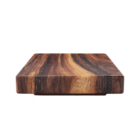 Rectangular wooden cutting board with rich, natural grain pattern and smooth edges, ideal for kitchen use. board surface showcases blend of dark and light wood tones png