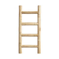 Rustic wooden ladder with five rungs made from natural bamboo, showcasing simple and organic design. Ideal for home decor or practical use, adding touch of nature to any space png