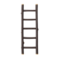 Rustic wooden ladder with natural finish, featuring five rungs and simple design, ideal for home decor or practical use. ladder texture adds charming, vintage feel png