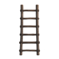 Rustic wooden ladder with five rungs, showcasing simple and sturdy design, perfect for outdoor or indoor use in natural setting png