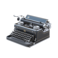 Vintage typewriter with classic design, featuring round keys and sleek black finish, evokes nostalgia and elegance. This timeless piece is perfect for collectors and enthusiasts png