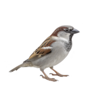 Detailed illustration of sparrow showcases its intricate feather patterns and natural colors, highlighting bird delicate features against plain background png