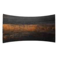 Aged wooden plank with rustic, weathered texture and warm brown hue, showcasing natural grain patterns and slightly curved shape. Ideal for backgrounds or design elements png