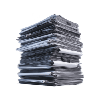 alto pila di organizzato documenti e File è ammucchiati alto, simboleggiante occupato ufficio ambiente o lavoro d'ufficio sovraccarico. Immagine trasporta senso di produttività e organizzazione png