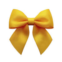 Vibrant yellow bow with smooth texture, perfect for gift wrapping or decoration, isolated on transparency background. bow cheerful color adds touch of elegance and joy png