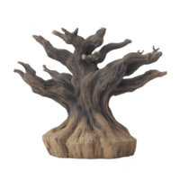 Realistic sculpture of gnarled, leafless tree with twisted branches and textured trunk, evoking sense of mystery and ancient beauty png