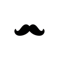 Simple black silhouette of classic mustache on transparency background, often associated with vintage or retro styles. This iconic shape is frequently used in design and fashion png