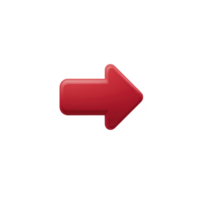 Shiny red arrow pointing to right on transparent background, symbolizing direction or movement. glossy finish adds modern touch, making it suitable for digital interfaces png