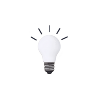 Glowing white light bulb with black rays symbolizes creativity and innovation. bulb is isolated on transparency background, emphasizing its simplicity and brightness png