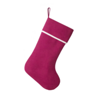 Vibrant pink Christmas stocking with white trim and hanging loop, perfect for holiday decorations and gift giving. stocking simple design adds festive touch to any setting png