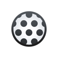 Round object with transparency background features pattern of evenly spaced black dots, creating simple and bold design. contrast between black and white adds striking visual effect png