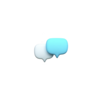 Two speech bubbles, one blue and one white, overlap on transparency background, symbolizing communication and conversation. minimalist design conveys modern and digital feel png