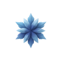 Symmetrical blue geometric flower design with layered petals creates calming and artistic visual. gradient shades of blue add depth and elegance to abstract pattern png