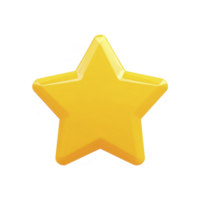 Shiny yellow star with glossy finish, symbolizing excellence or achievement. star has smooth, reflective surface and is isolated on transparency background png