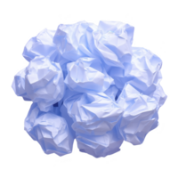 Crumpled white paper balls isolated on transparency background, creating textured and abstract composition. image conveys sense of creativity and brainstorming png