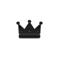 Black crown icon with simple, minimalist design, featuring three rounded points. crown symbolizes royalty, power, and elegance, often used in logos and branding png