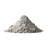 Pile of fine gray powder is displayed against transparency background, showcasing its texture and consistency. powder appears soft and light, suitable for various industrial or construction png