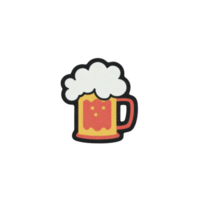 Frothy mug of beer illustration with cheerful vibe, featuring glass filled with golden beer and topped with thick white foam. design is simple and playful png