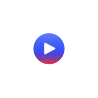 Blue and red gradient play button icon with triangular play symbol in center, set against transparent background. design is simple and modern png